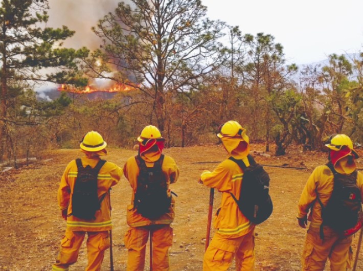 Crews combat fire in the Sierra Gorda