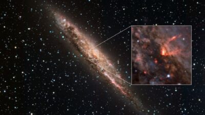 Supermassive black hole blows jet of matter