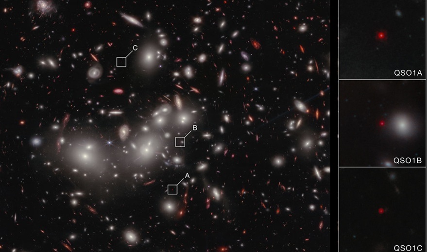 Six galaxies merging into one of the largest